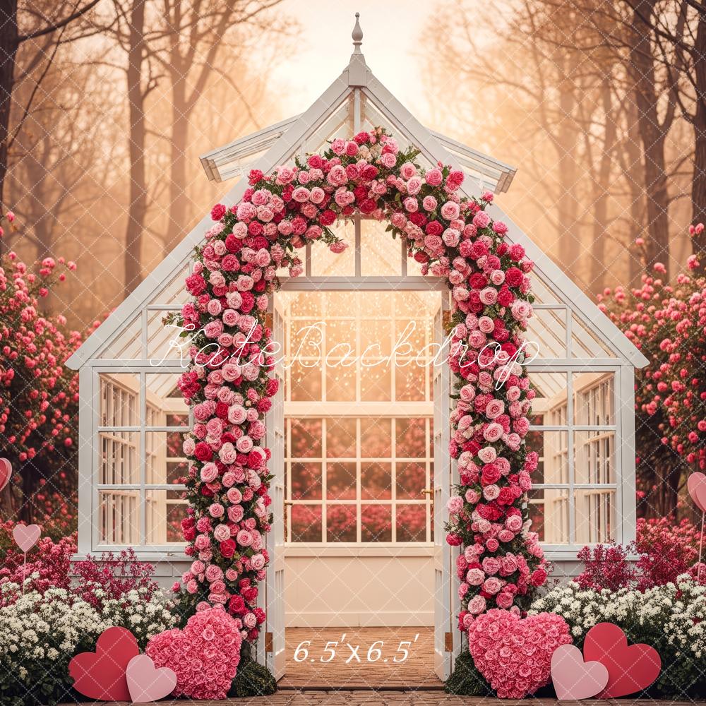 Kate Pink Floral Arch Greenhouse Hearts Backdrop Designed by Patty Robert