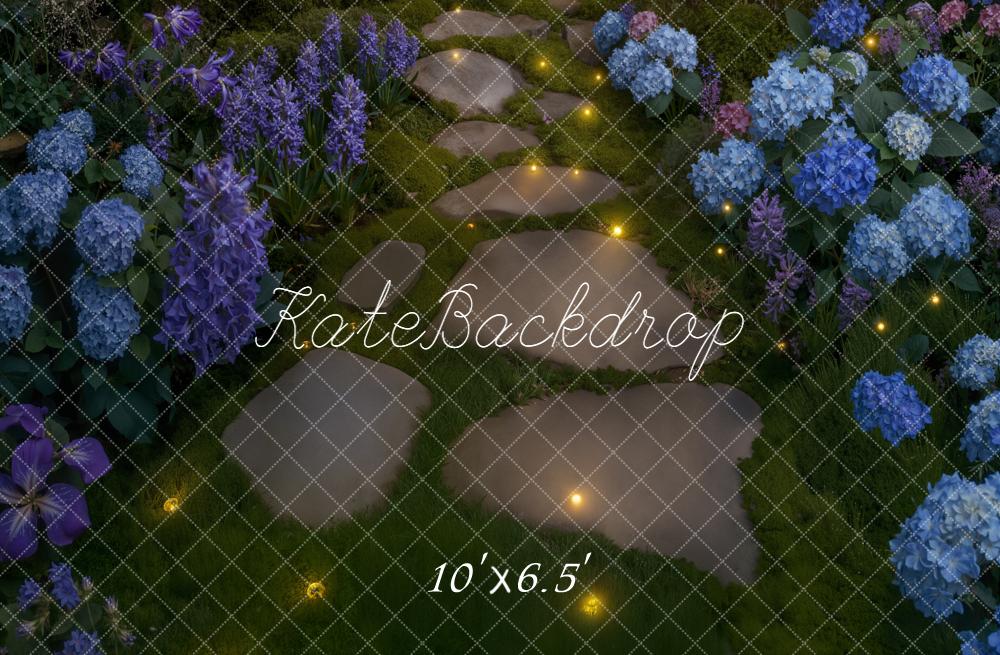 Kate Stone Pathway Floor Purple Blue Floral Backdrop Designed by Kate image