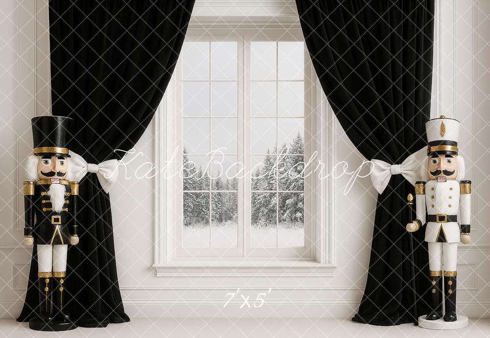 Kate Christmas Nutcracker Window Black Curtains Backdrop Designed by Ashley Paul -UK