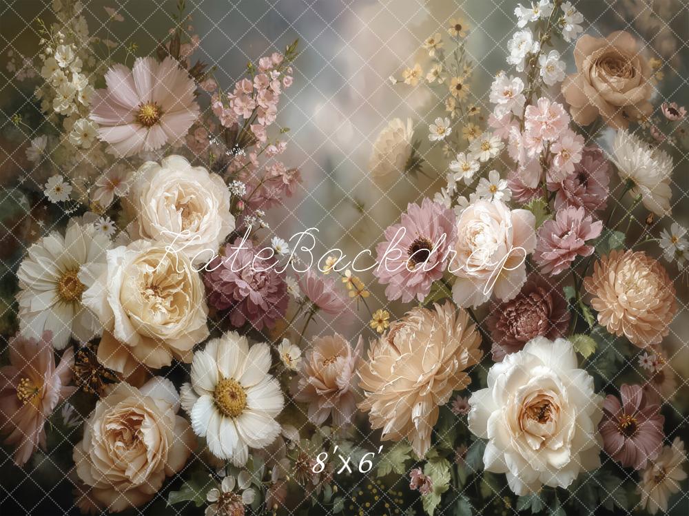 Kate Fine Art Cream Pink Flower Fleece Backdrop Designed by Emetselch -UK