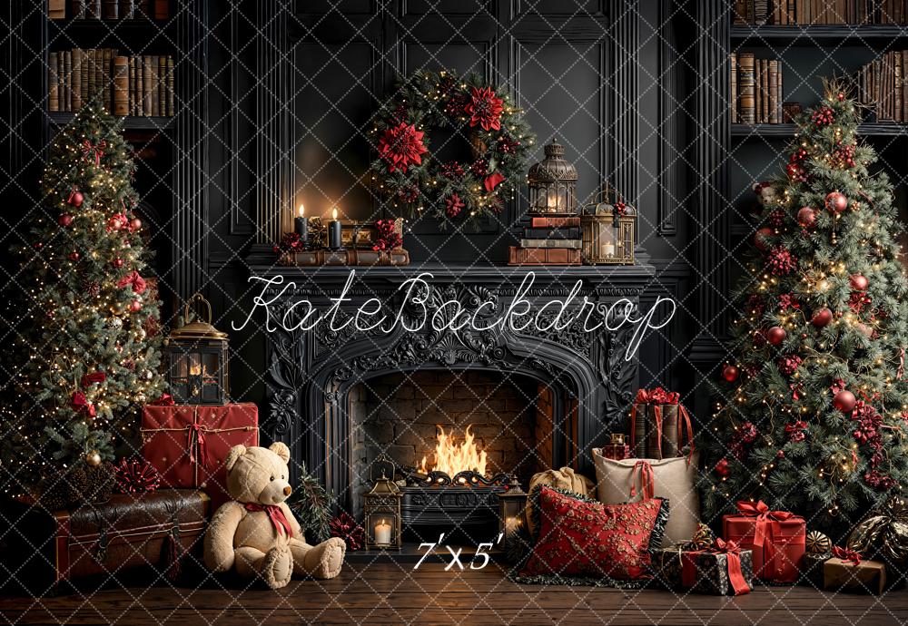Kate Christmas Fireplace Trees Presents Backdrop Designed by Emetselch -UK