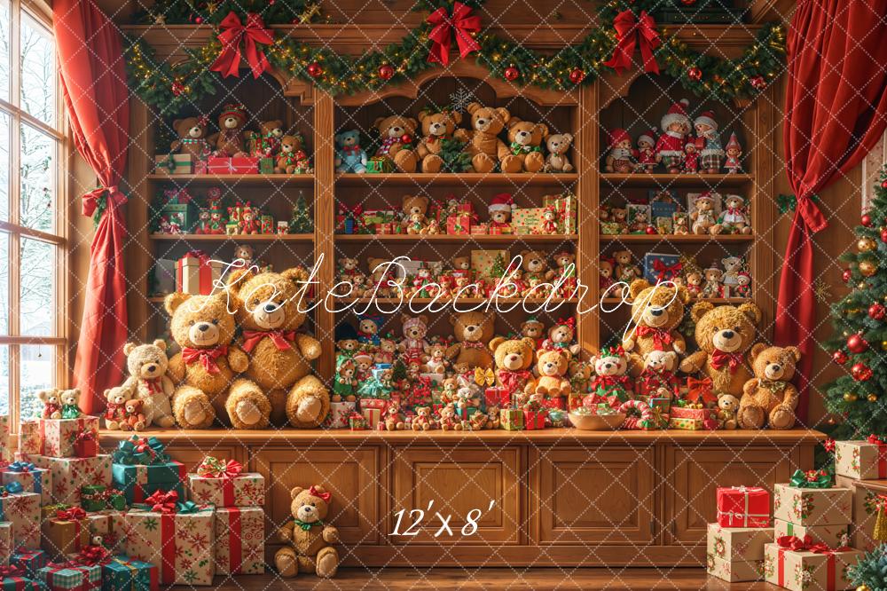 Kate Christmas Teddy Bears Cabinet Fleece Backdrop Designed by Emetselch -UK