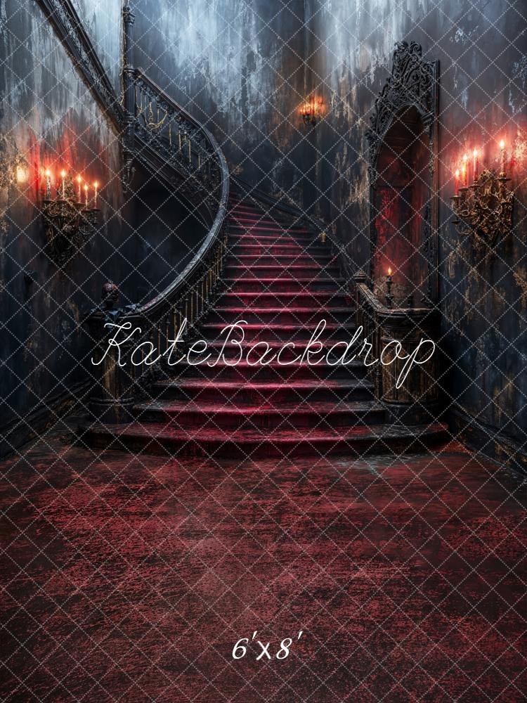 Kate Halooween Cascading Stairs Gothic Fleece Backdrop Designed by Emetselch -UK