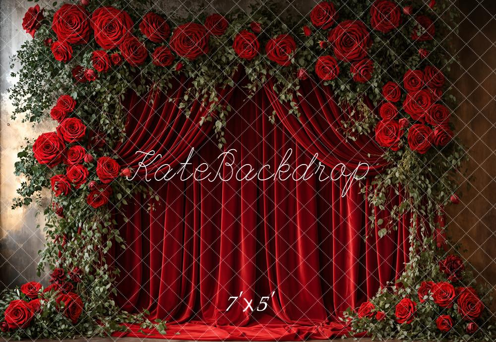 Kate Red Roses Curtain Backdrop Designed by Emetselch