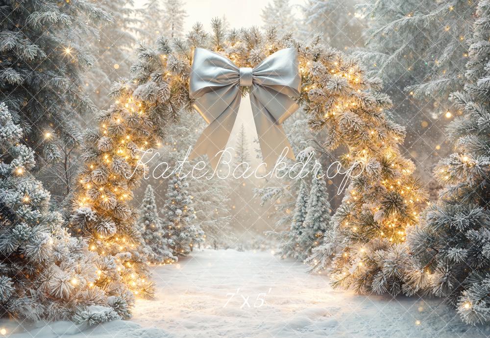 Kate Christmas Flower Arch Snowy Trees Backdrop Designed by Emetselch