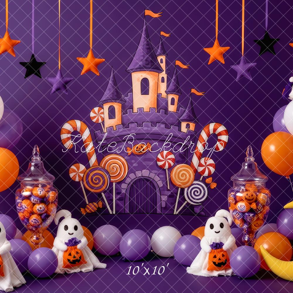 Kate Halloween Castle Candy Ghosts Balloons Backdrop Designed by Patty Robert