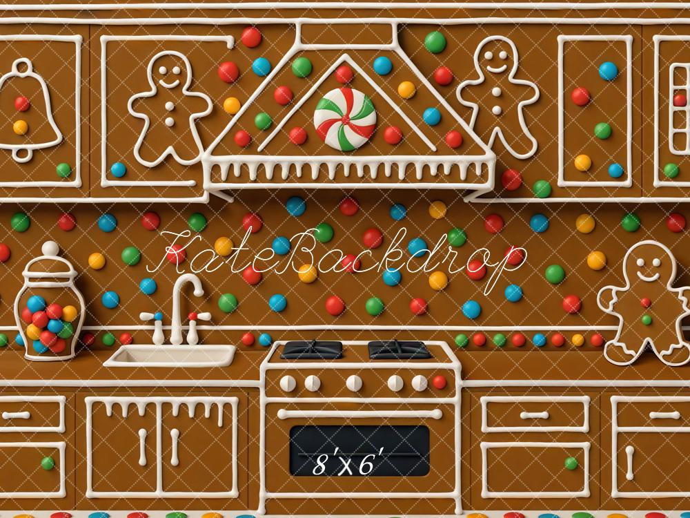Kate Christmas Gingerbread Kitchen Biscuits Backdrop Designed by Mini MakeBelieve -UK