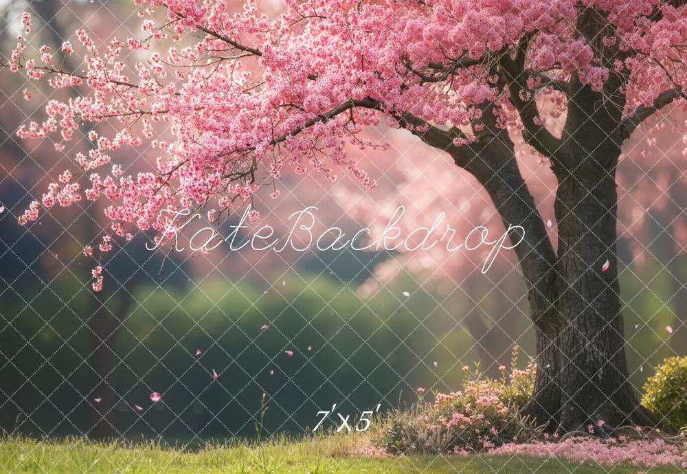 Kate Spring Pink Cherry Blossom Tree Floral Backdrop Designed by Emetselch