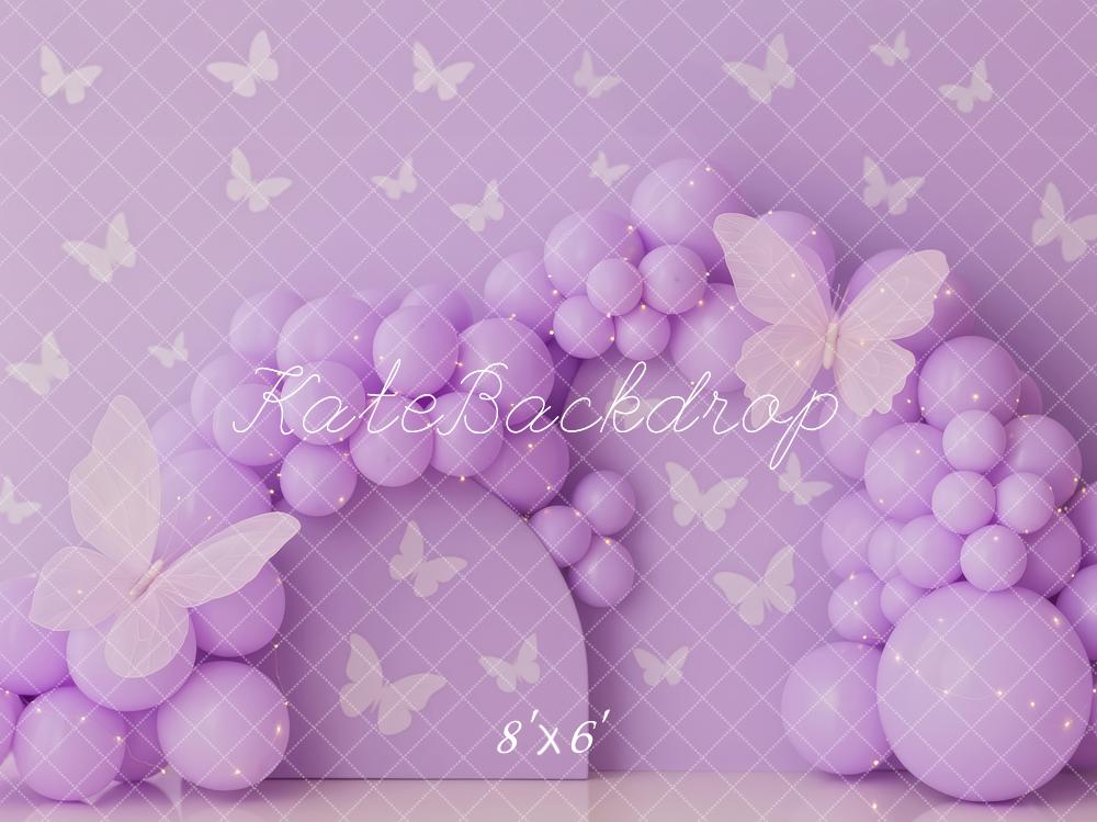 Kate Purple Balloons Butterfly Pattern Backdrop Designed by Patty Robert -UK