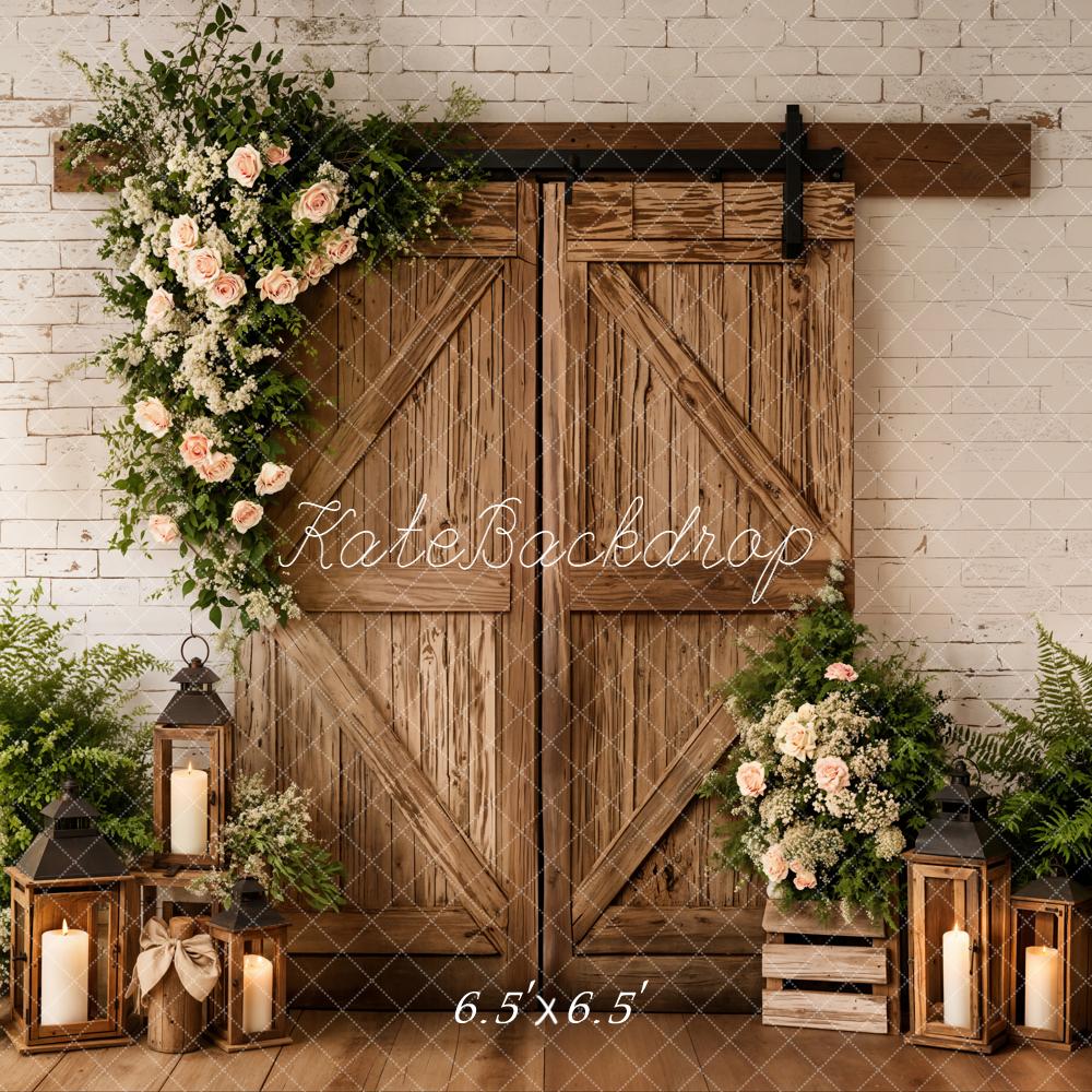Kate Spring Barn Door Lanterns Rustic Backdrop Designed by Emetselch