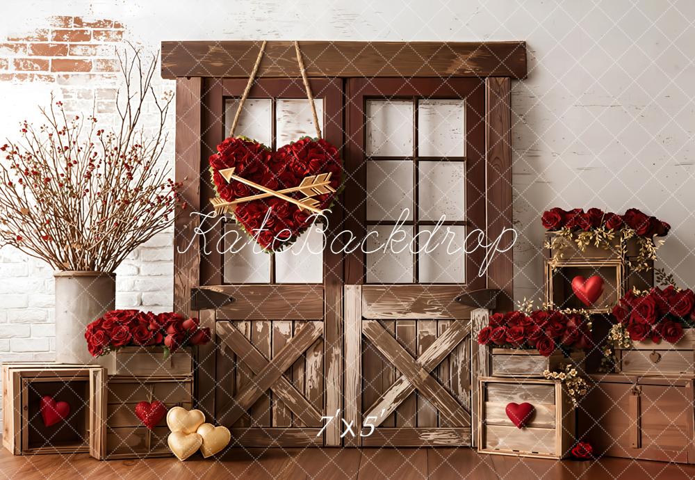 Kate Valentine Heart Crates Red Roses Backdrop Designed by Emetselch