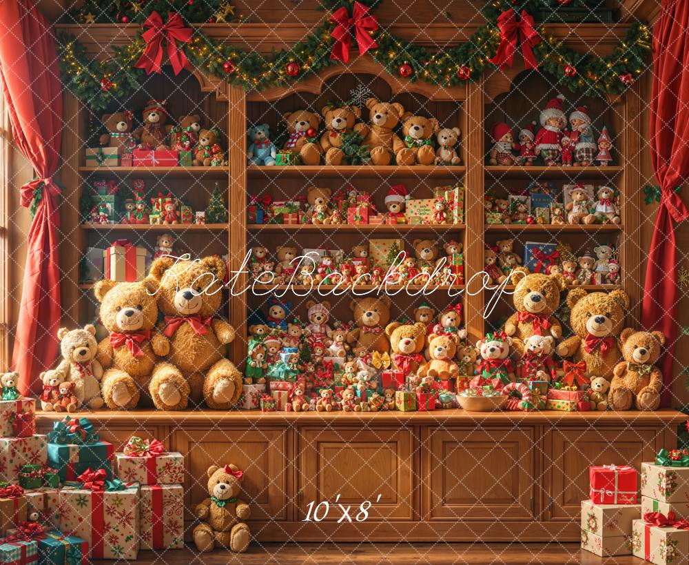 Kate Christmas Teddy Bears Cabinet Fleece Backdrop Designed by Emetselch -UK