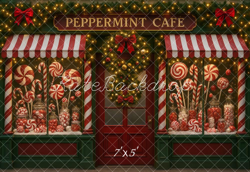 Kate Christmas Peppermint Cafe Candy Shop Backdrop Designed by Ashley Paul