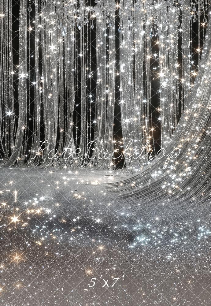 Kate Silver Glitter Crystal Curtain Sparkle Backdrop Designed by Chain Photography
