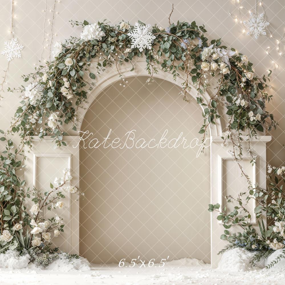Kate Winter Flower Arch Snowflakes Backdrop Designed by Emetselch -UK