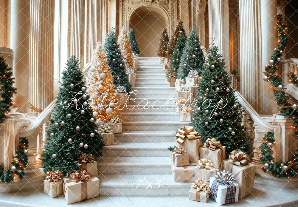 Kate Christmas Cascading Stairs Trees Gifts Backdrop Designed by Mini MakeBelieve -UK