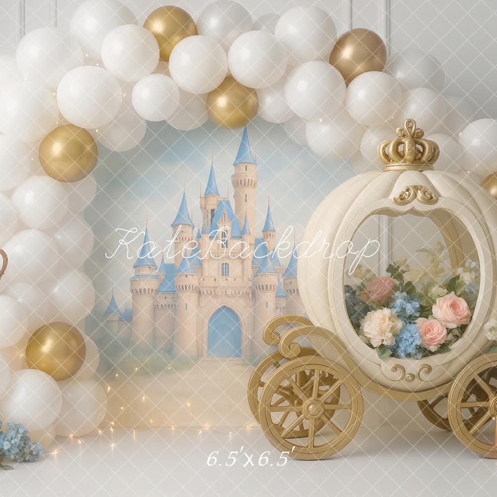 Kate Fairy Fantasy Castle Carriage Florals Balloons Backdrop Designed by Ashley Paul -UK