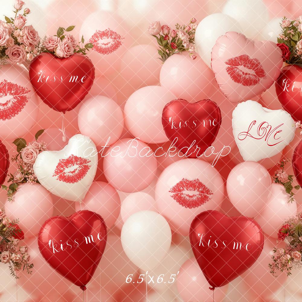 Kate Valentine Heart Balloons Rose Backdrop Designed by Emetselch
