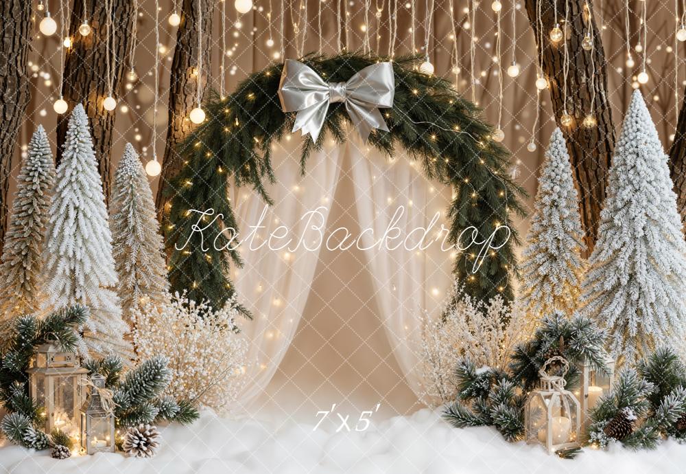 Kate Christmas Arch Snowy Trees Lanterns Backdrop Designed by Emetselch -UK