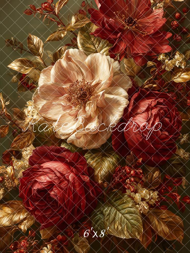 Kate Fine Art Red Cream Flowers Backdrop Designed by Emetselch