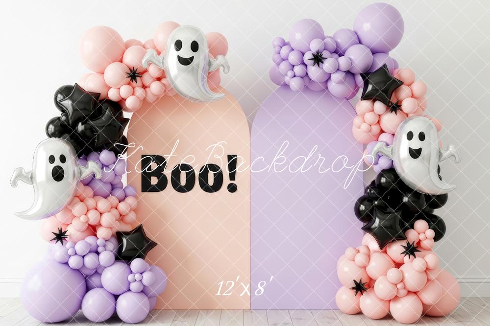 Kate Halloween Ghost Balloon Arch Pastel Backdrop Designed by Patty Robert