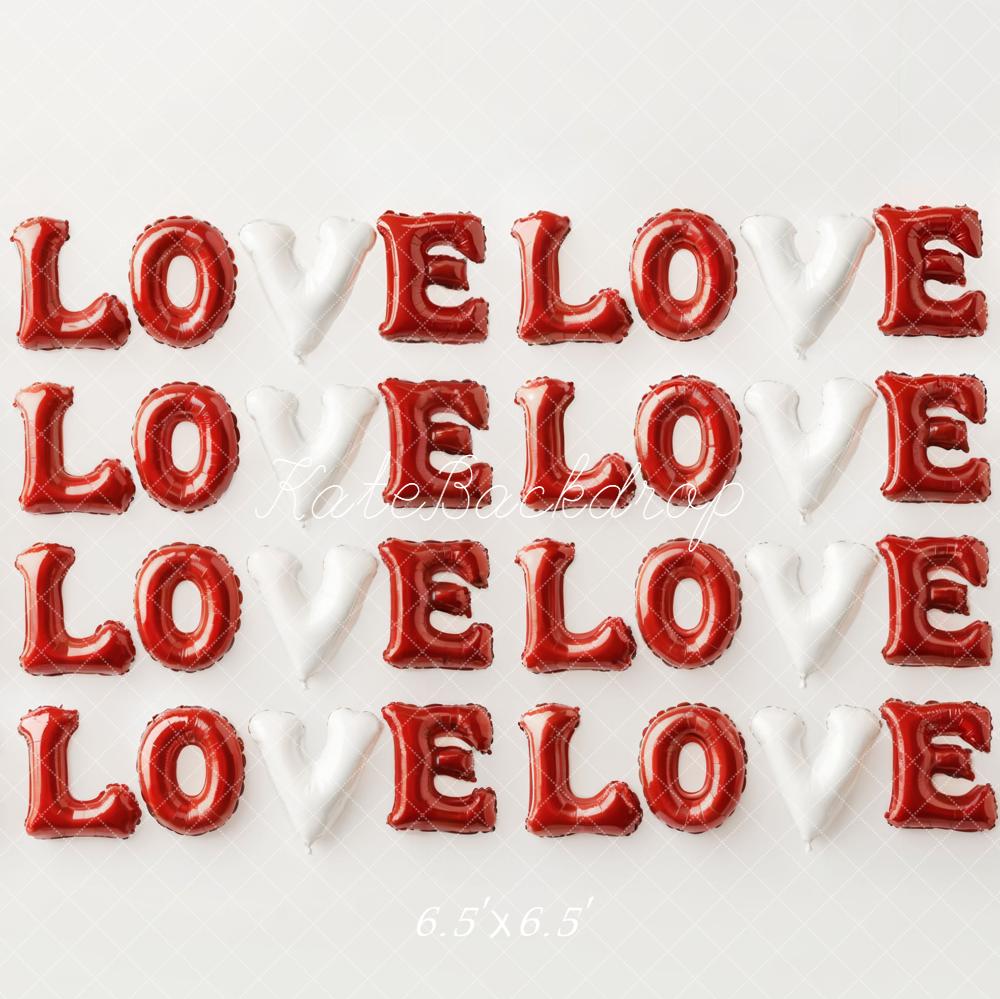 Kate Valentine Love Balloon Letters Red White Backdrop Designed by Emetselch
