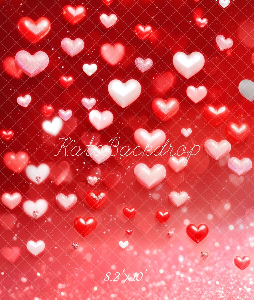 Kate Red Hearts Sparkle Bokeh Fleece Backdrop Designed by Emetselch -UK