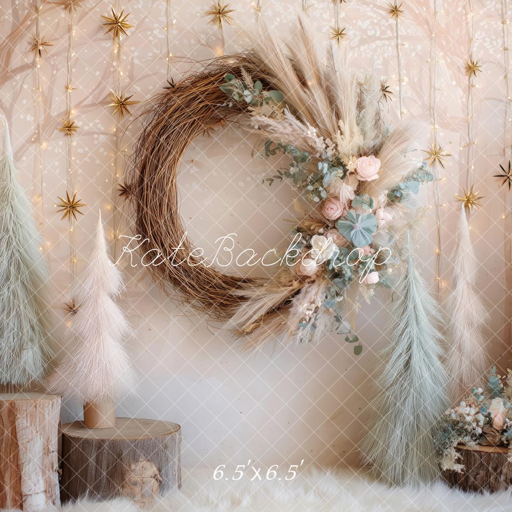 Kate Cozy Christmas Boho Wreath Backdrop Designed by Patty Robert -UK