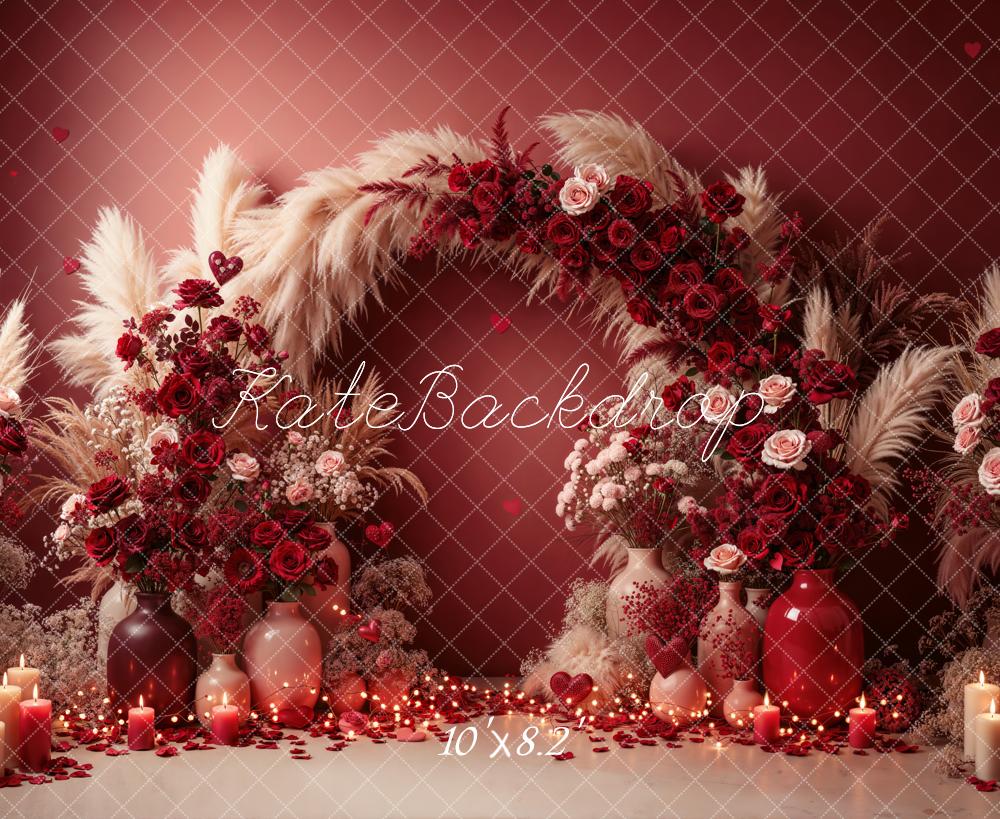 Kate Valentine Red Roses Candles Backdrop Designed by Emetselch
