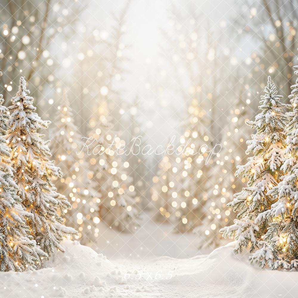 Kate Christmas Snowy Pine Trees Lights Backdrop Designed by Emetselch -UK