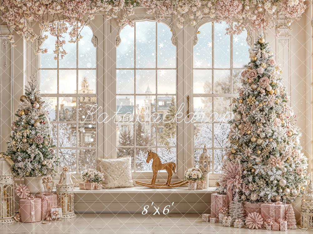 Kate Christmas Trees Window Snow Backdrop Designed by Emetselch -UK