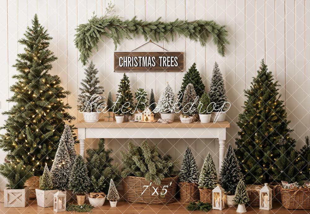 Kate Christmas Trees Lanterns Greenery Backdrop Designed by Emetselch