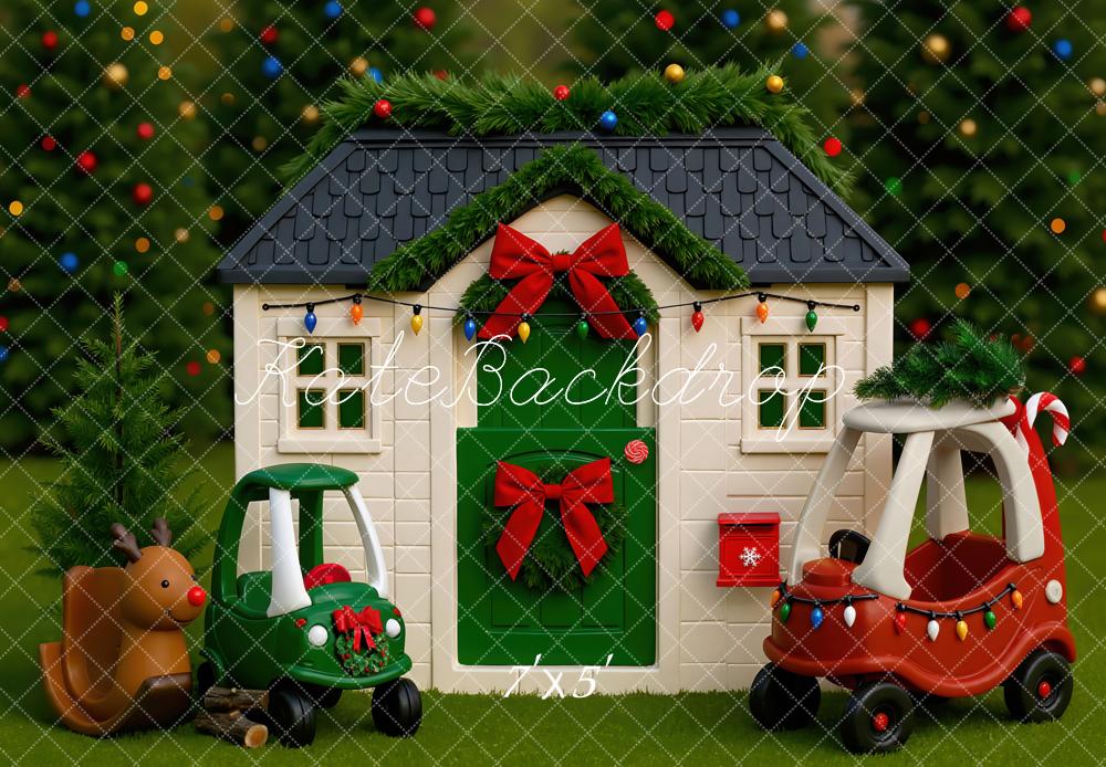 Kate Christmas Playhouse Toy Cars Garland Backdrop Designed by Mini MakeBelieve -UK