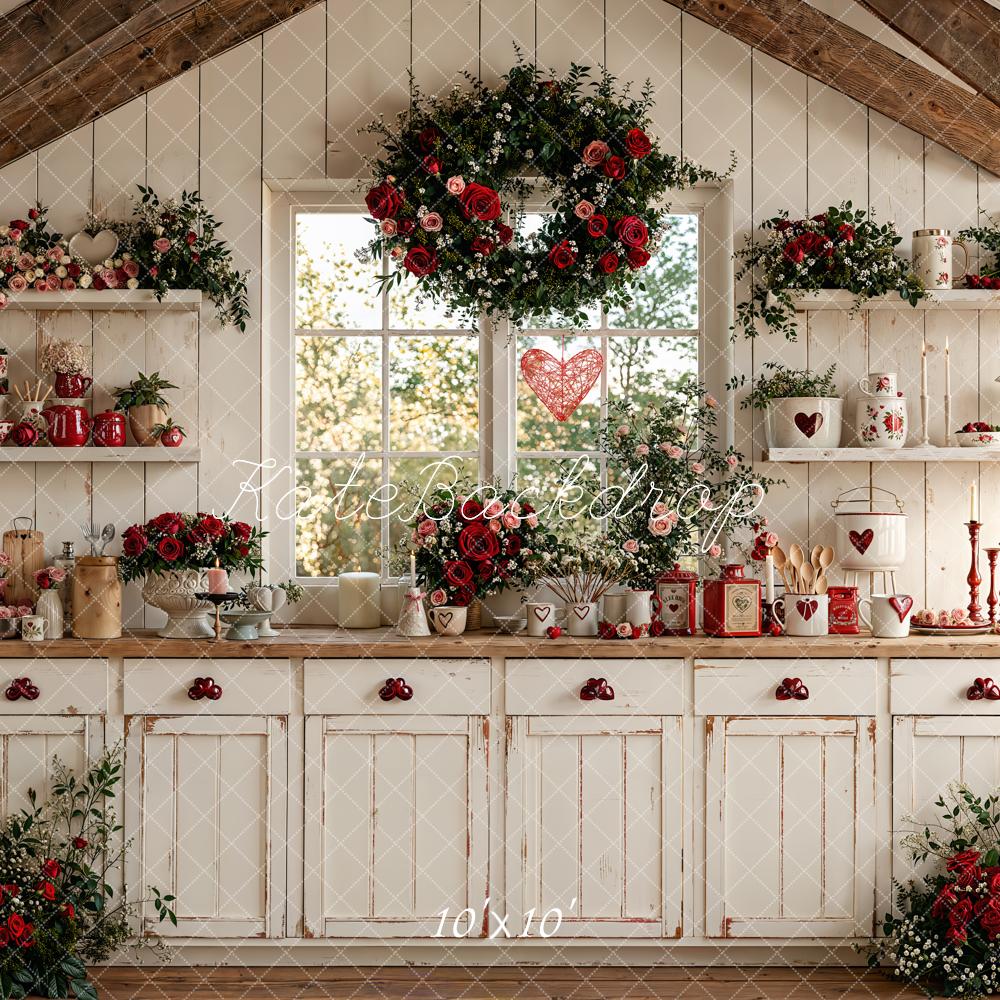 Kate Valentine Rustic Kitchen Floral Decor Backdrop Designed by Emetselch