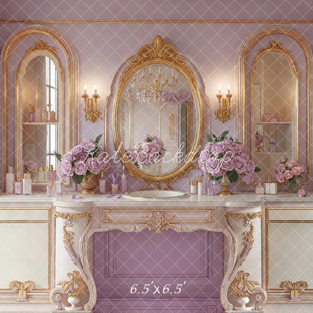 Kate Vintage Vanity Mirror Purple Backdrop Designed by Emetselch