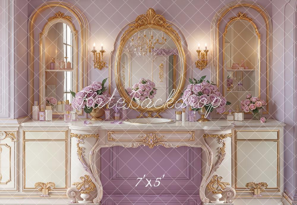 Kate Vintage Vanity Mirror Purple Backdrop Designed by Emetselch