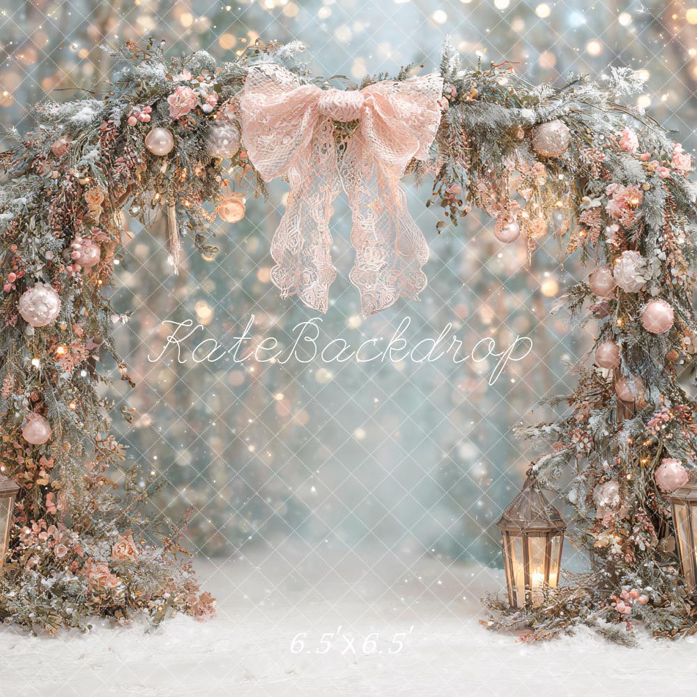 Kate Winter Floral Arch Snowy Backdrop Designed by Ashley Paul