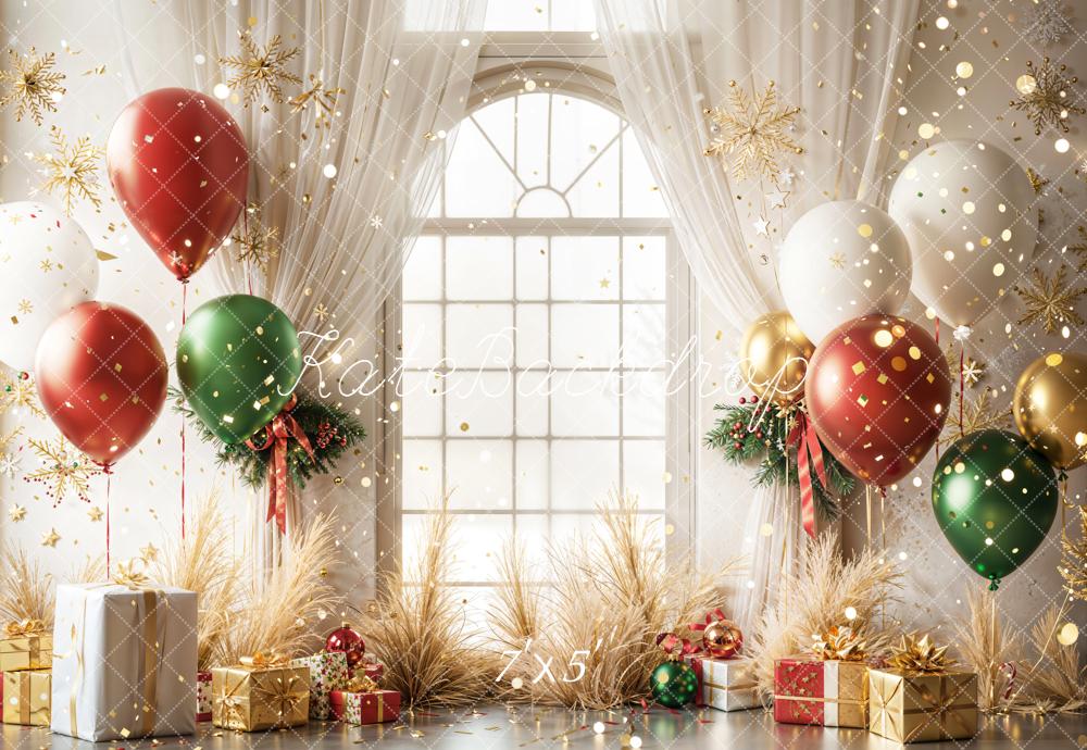 Kate Christmas Balloons Presents Window Backdrop Designed by Emetselch -UK