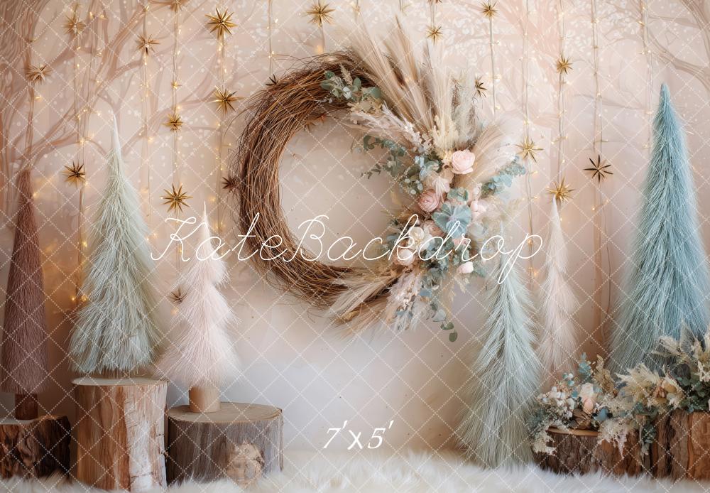 Kate Cozy Christmas Boho Wreath Backdrop Designed by Patty Robert -UK