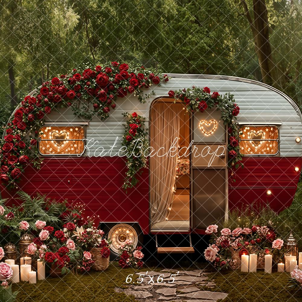 Kate Caravan Roses Fairy Lights Forest Backdrop Designed by Emetselch