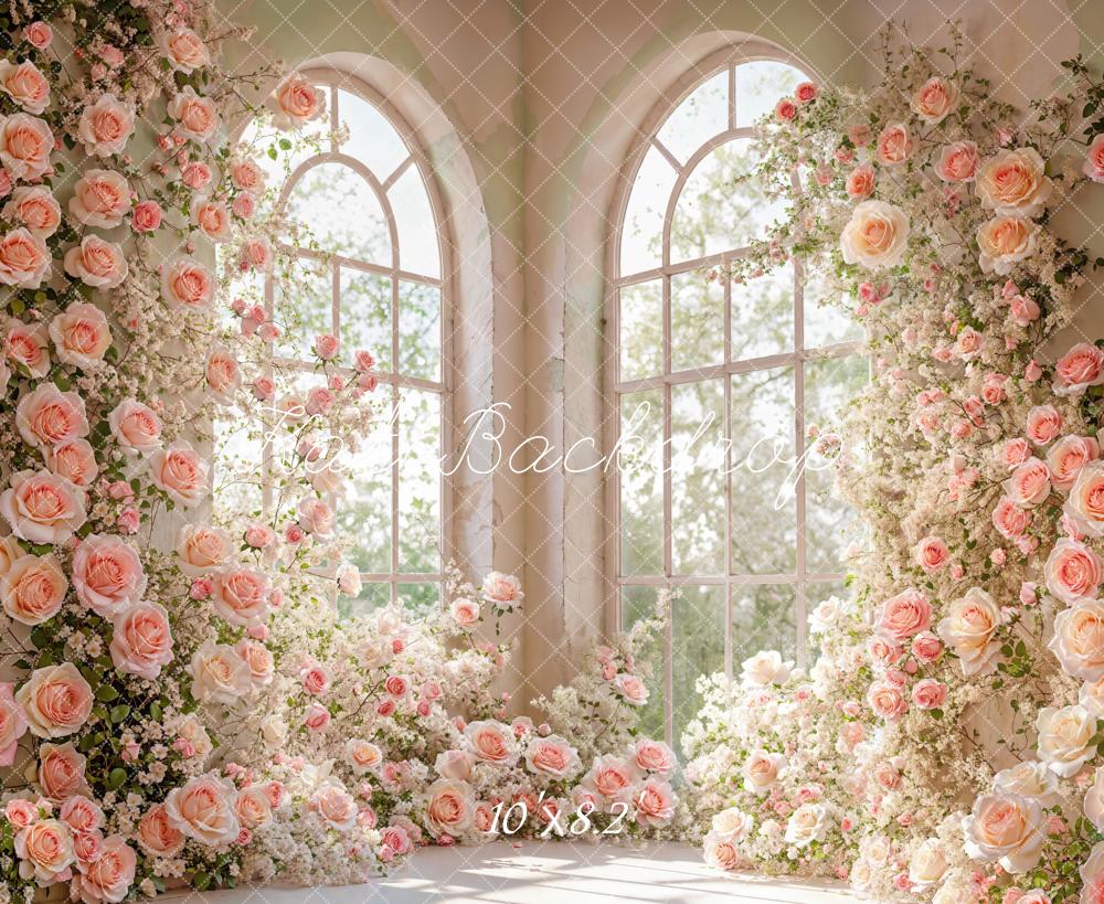 Kate Spring Room Corner Floral Arch Window Backdrop Designed by Emetselch