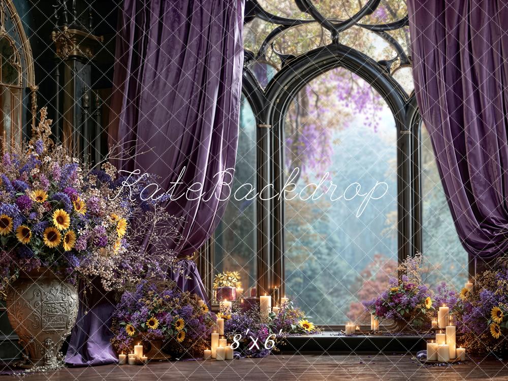 Kate Purple Curtains Candlelight Window Fleece Backdrop Designed by Emetselch -UK