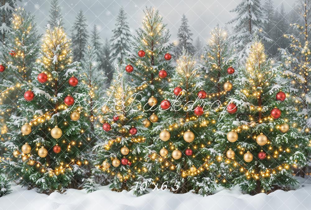 Kate Christmas Tree Snow Forest Fleece Backdrop Designed by Emetselch -UK