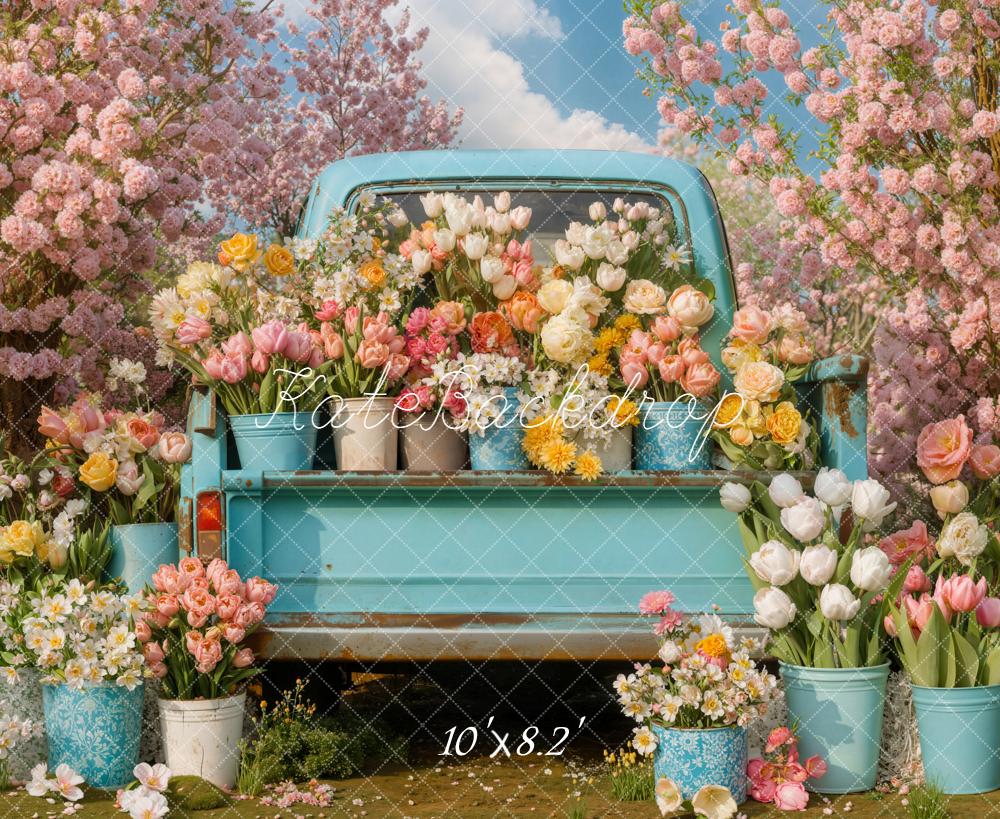 Kate Truck Spring Pink Blossoms Backdrop Designed by Emetselch -UK