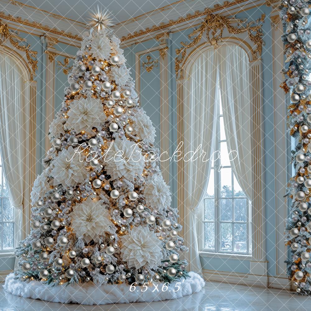 Kate Christmas White Tree Elegant Windows Backdrop Designed by Mini MakeBelieve -UK
