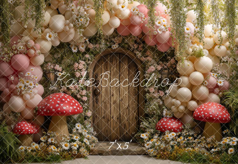 Kate Fairy Fantasy Balloon Arch Mushrooms Backdrop Designed by Ashley Paul