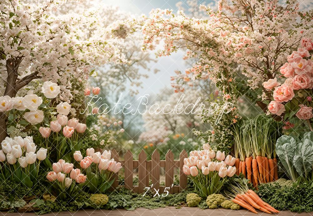 Kate Spring Flowers Garden Vegetables Backdrop Designed by Emetselch