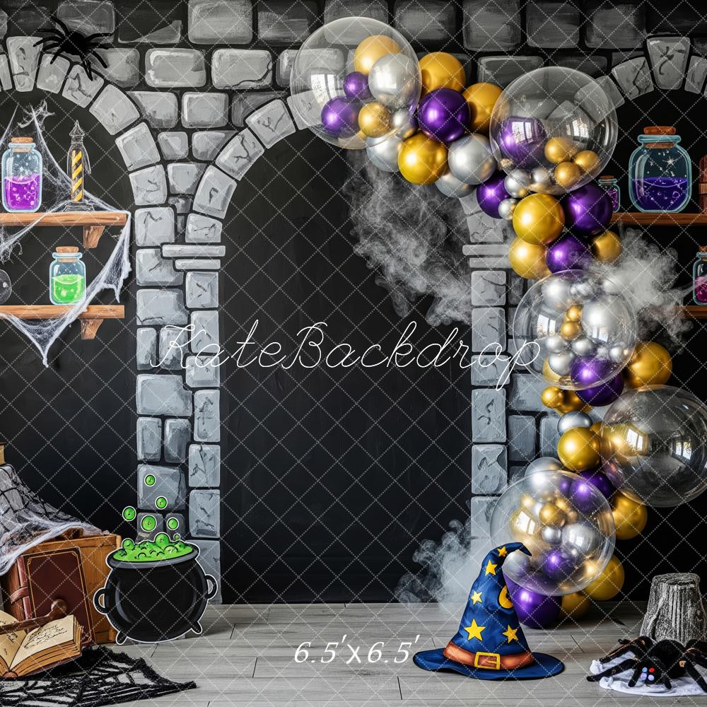 Kate Halloween Stone Arch Potions Wizard Hat Backdrop Designed by Patty Robert