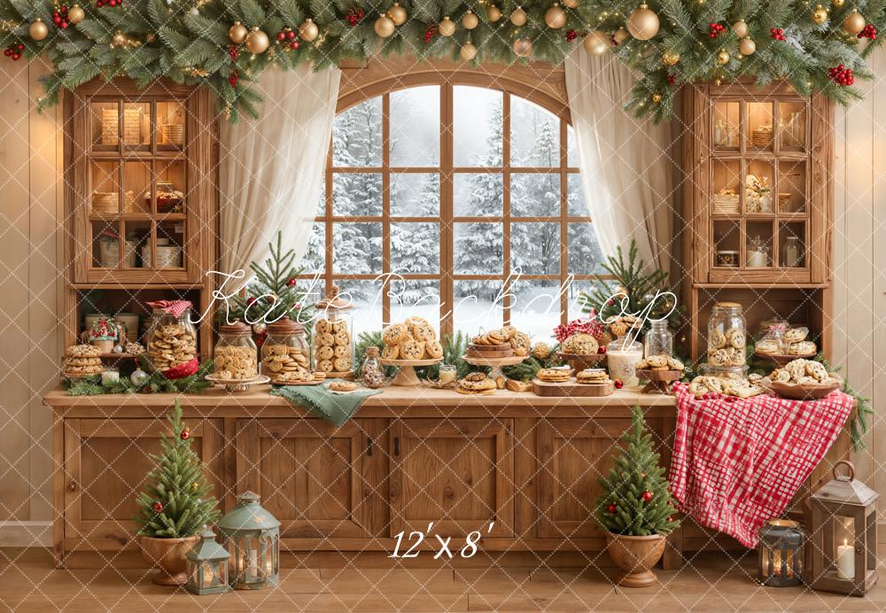 Kate Christmas Cookie Wooden Cabinet Fleece Backdrop Designed by Emetselch -UK