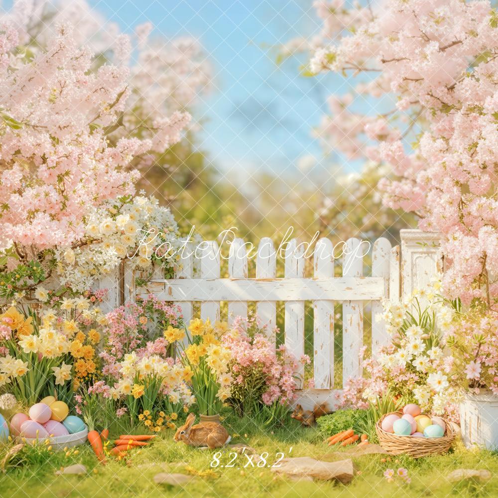 Kate Easter Bunny Eggs Garden Spring Backdrop Designed by Emetselch -UK
